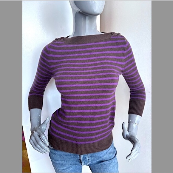 DEMYLEE "Jamie" Striped Cashmere Boatneck Sweater NWOT/sz XS - Picture 7 of 15